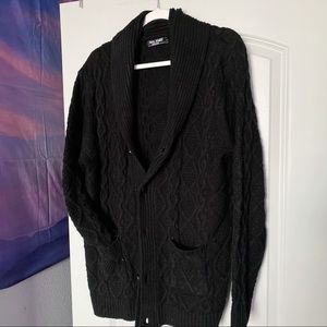 Black cardigan sweater